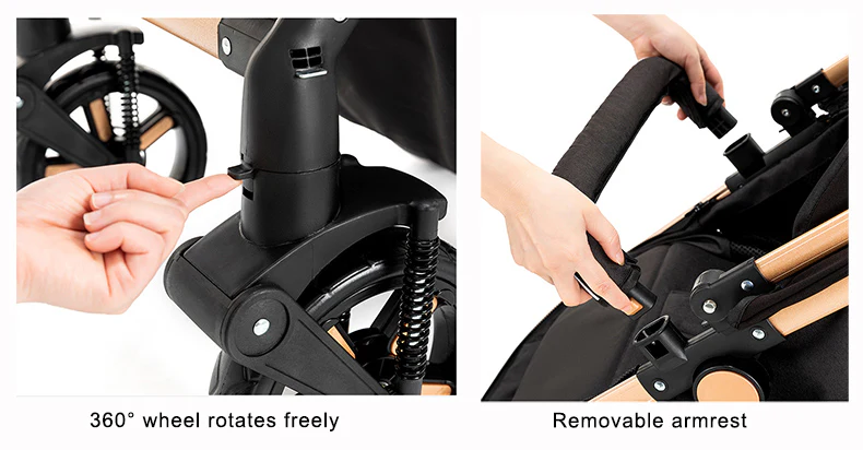 360?? wheel rotates freely and Removable armrest design